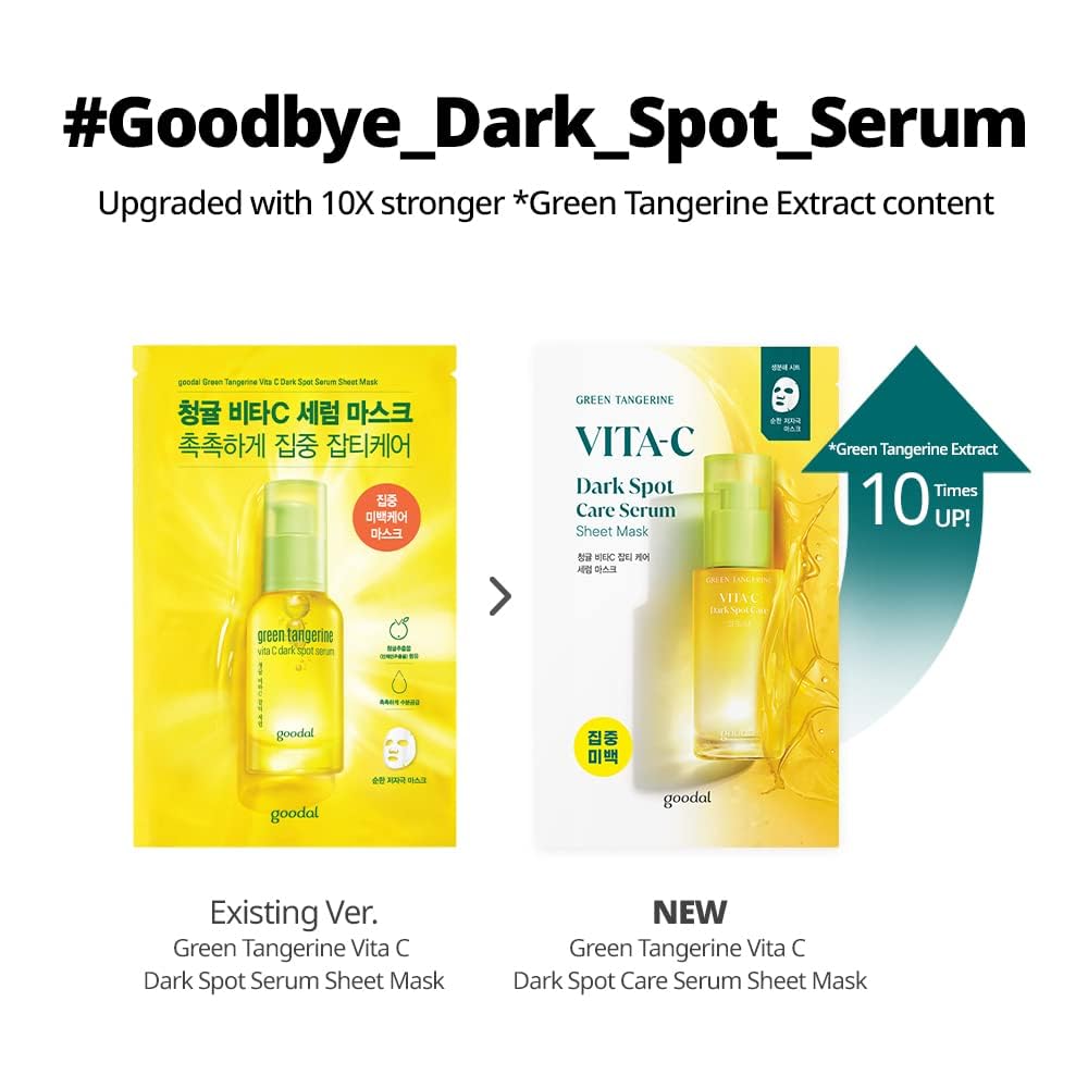 GOODAL Green Tangerine Vitamin C Mask – Brightening & Hydration (Pack of 5), glowing face skin