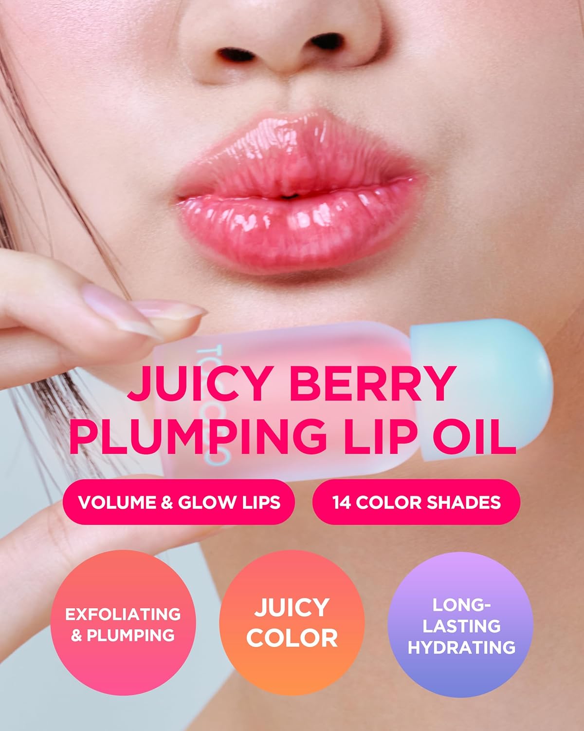 TOCOBO Juicy Berry Plumping Lip Oil 06 Berry Candy – Vegan Hydrating Gloss with Plant Oils, Non-Sticky Shine