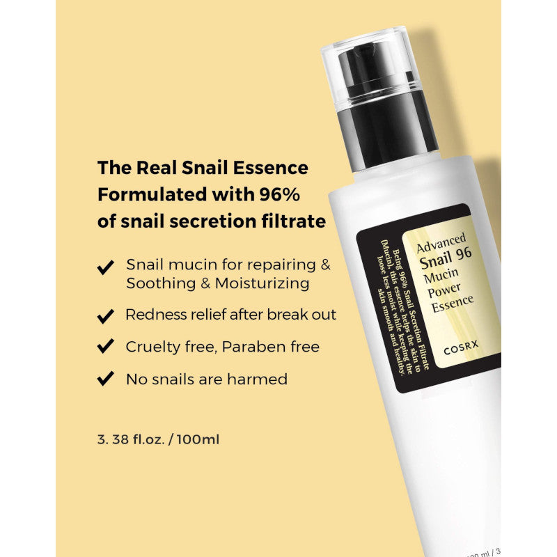 COSRX Advanced Snail 96 Mucin Power Essence - Revolutionary Skin Rejuvenation and Hydration, Korean Skincare esBeauty