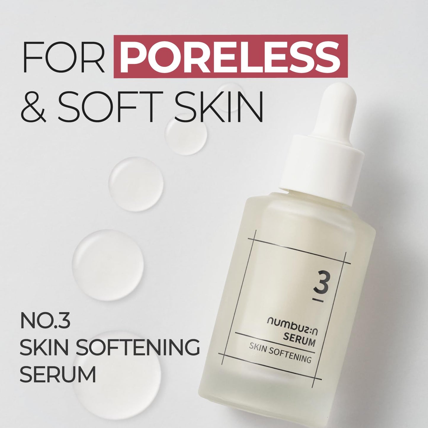 Numbuzin No.3 Skin Softening Serum - Pore Care & Texture Refining with Bifida, Galactomyces, Niacinamide, Adenosine & Panthenol - Korean Skincare (1.69 Fl Oz)