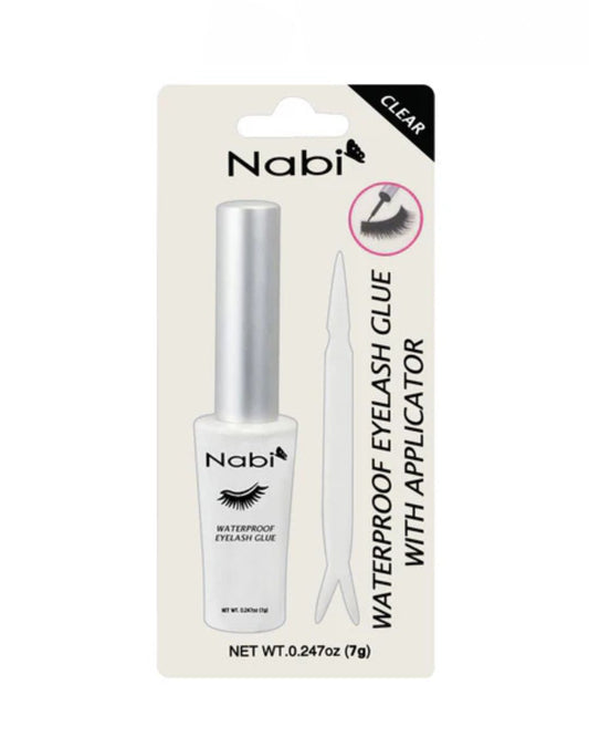 Nabi Waterproof Eyelash Glue with Applicator – Long Lasting Strong Adhesive for False Lashes in Clear or Black